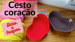 CESTO de cordão em formato de CORAÇÃO - Rope Basket heart - Dicas INFALÍVEIS - Novelo Rosa