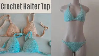 Crochet Bikini Top |  DK Yarn | Left Handed