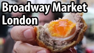 Eating at Broadway Market in London, England