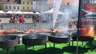 Roast pigs Piata Mare, Sibiu. Transylvania. Romania 🥂