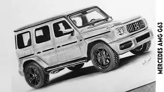 2022 Mercedes Benz G Wagon Charcoal Drawing | Automotive sketches Niket99