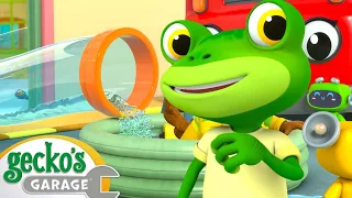 Wacky Summer Waterslide | Gecko's Garage | Cartoons for Kids | Vehicles, Cars, Trucks