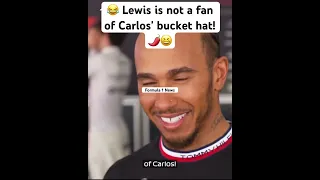 Lewis is not a fan of Carlos' bucket hat! 🌶️😆#carlossainz #lewishamilton #mercedesf1