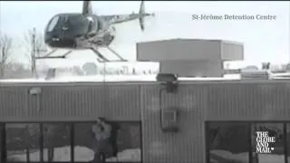 Watch as prisoners make daring helicopter escape from hanging rope in Quebec