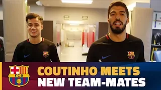 Philippe Coutinho meets his new team-mates