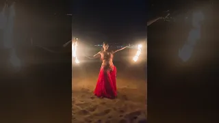 Fire dancing at Santa Monica