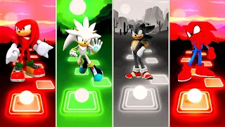 Knuckles Sonic 🆚 Silver Sonic 🆚 Dark Sonic 🆚 Spider Sonic | Sonic Team Tiles Hop EDM Rush
