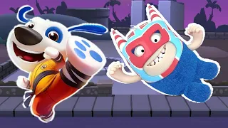 Talking Tom Gold Run vs Oddbods Turbo Run Kung fu Hank vs Wrestling Pogo Gameplay