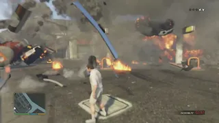 GTA V gas station explosion and blow up cars and fire truck