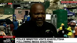 Police Minister Bheki Cele visits Khayelitsha following mass shooting which killed five people