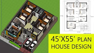 45x55 Feet House Plan | Residential 2475 Sqft House Design