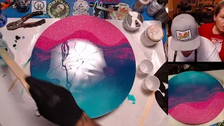 Pink and Teal Toxic Beach Pour Lesson for Beginners