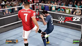 WWE 2K22 - Cristiano Ronaldo vs. Lionel Messi - WWE Championship Match at WrestleMania Main Event 4K