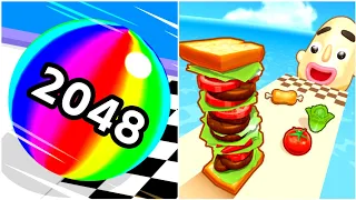 Sandwich Runner, Ball Run 2048 3D All Levels Gameplay Walkthrough Android Mobile Games