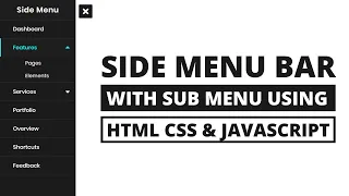 Sidebar Menu with sub-menu using HTML CSS & JavaScript