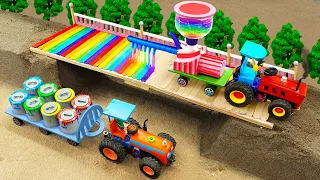 Diy tractor making mini Rainbow Wood Bridge Construction | diy mini Painting Spray Machine | HP Mini