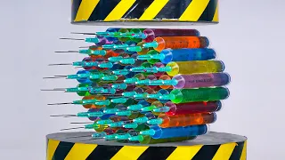 Aplastando Jeringas con una Prensa Hidraulica (Hydraulic Press VS Syringes)