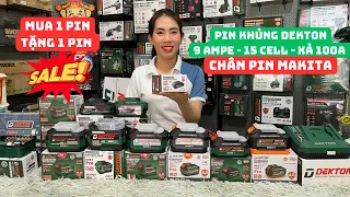 🔴Pin KHỦNG DEKTON 9 Ampe 15 cell dòng xả 100A VỀ HÀNG M21 B9A3P 👉mua 1pin tặng 1pin👉Chân pin Makita