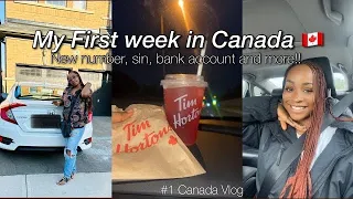 CANADA VLOG1# My First Week in Canada 🇨🇦new num, SIN, New bank acct & more #internationalstudents