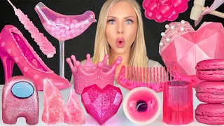 ASMR Pink Desserts, Smash Heart Chocolate Peppa Pig, Raspberry Jelly, Among Us Mukbang 먹방