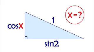 Катеты прямоугольного треугольника равны cosx и sin2. Найдите x, если гипотенуза равна 1