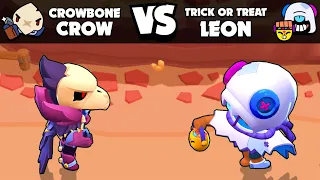 ☠Сrowbone Crow vs Trick or Treat Leon🎃 | 1 vs 1 | Brawl Stars