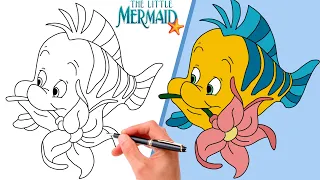 How To Draw FLOUNDER FROM THE LITTLE MERMAID ESAY!