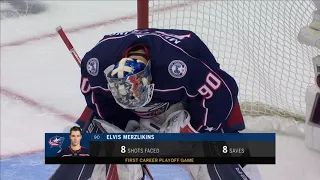 Elvis Merzlikins Stops Auston Matthews to Preserve the Tie (Aug. 7, 2020) (Play-In Round Game 3)