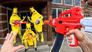 NERF FORTNITE BANANA BATTLE | They break into my home!