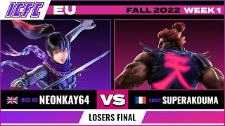 NeonKay64 (Kunimitsu) vs. SuperAkouma (Akuma) Losers Final - ICFC EU Tekken 7 Fall 2022 Week 1