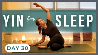 30-Min Bedtime Yin Yoga For Sleep NO PROPS | Bedtime Yin Yoga Challenge Day 30