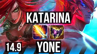 KATARINA vs YONE (MID) | 800+ games, Godlike, 8/3/8 | KR Master | 14.9