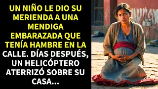 UN NIÑO LE DIO SU MERIENDA A UNA MENDIGA QUE TENÍA HAMBRE EN LA CALLE. DÍAS DESPUÉS, UN HELICÓPTERO