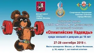 27-29 сентября 2019 г. Открытый Турнир ГБПОУ "МССУОР №2" Москомспорта по тяжелой атлетике.