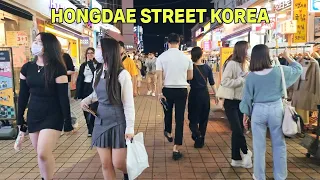 [4K] Hongdae Street Saturday night walk-Burningin  Hongdae street to back normal