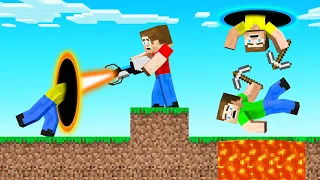 HUNTERS vs SPEEDRUNNER With PORTAL GUNS! (Minecraft)