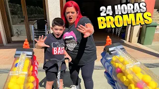 24 HORAS DE BROMAS A MI FAMILIA CON LAS NERF!!! SE ENFADAN MUCHO #2