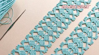 Easy Crochet 🧶 Table Runner Dress Border and Interim Lace Pattern