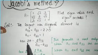 Jacobi's method for symmetric matrices b. Sc.  6th semester (Numerical analysis)
