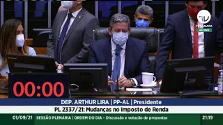Lira parabeniza Câmara por aprovar mudanças no IR - 01/09/21