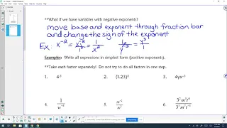 8.1 Zero and Negative Exponents