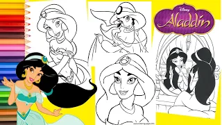 Coloring Disney Princess Jasmine - Aladdin Coloring Pages for kids