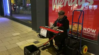 Finally! I`ve found Mr Bostin busking with his piano in Brighton city centre!