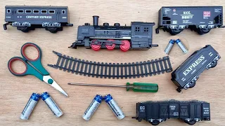 Merakit dan unboxing kereta api rail king 19 pcs spesial edition-kereta api gerbong hitam