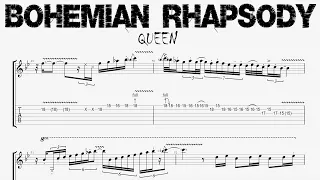 Queen - BOHEMIAN RHAPSODY - Guitar Solo Tutorial (Tab + Sheet Music)
