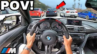 Chasing BMW Drivers In A Straight Piped BMW M4 F82! LA CAR MEET [LOUD EXHAUST POV]