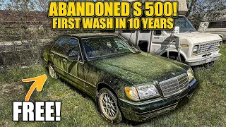 First Wash In 10 Years: Free ABANDONED Mercedes S 500! Detailing and Surprising Dad!