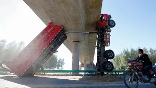 Peligrosos idiotas manejando camiones y equipo pesado