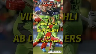 Highest partnership in IPL HISTORY | Kohli & ABD 🔥🔥😎#trending #ytshort #shortsvideo #viratkohli