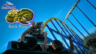 Steel Eel Hyper Coaster Back Row POV Ride On Roller Coaster Video at SeaWorld San Antonio Texas 4K